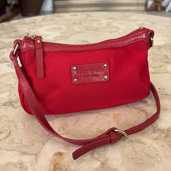 Kate Spade Leather & Nylon Adjustable Crossbody Bag Red - Picture 4 of 15